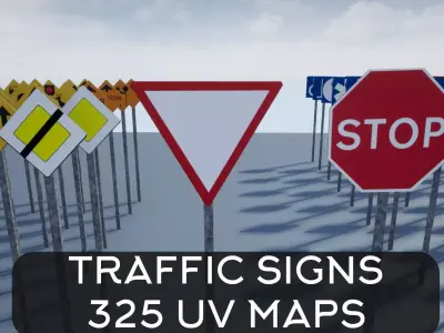 Traffic Sign Pack Low-poly 3D model