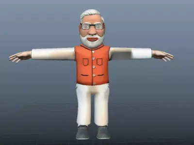 Cartoon narendra modi 3d  Character model Low-poly 3D model