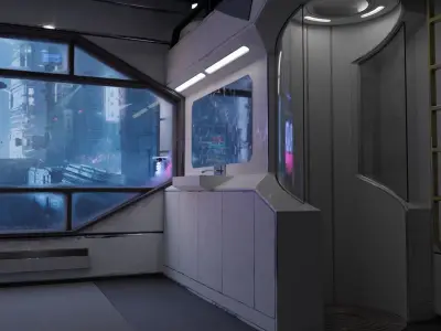 Cyberpunk Apartment v7 Scene 3D model