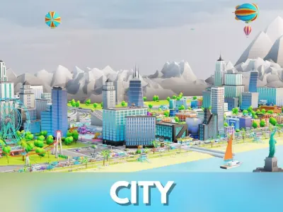 Cartoon City Pack Modular Low Poly Urban Assets Low-poly 3D model