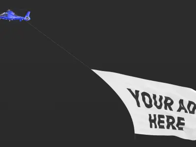  Helicopter with Huge Advertising Air Banner 
