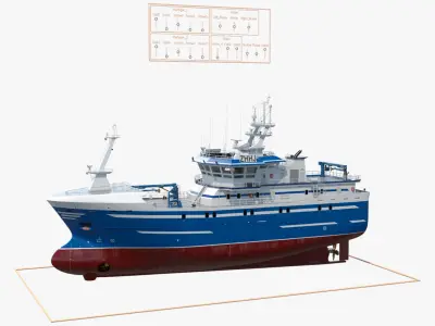  Deep Sea Longline Trawler Blue Rigged 