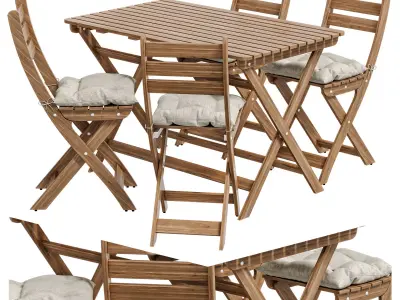 ASKHOLMEN Table 4 outdoor chairs with cushion  3D model