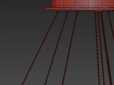 Brushed Champagne 3 Tier LED Pendant Light 3D model