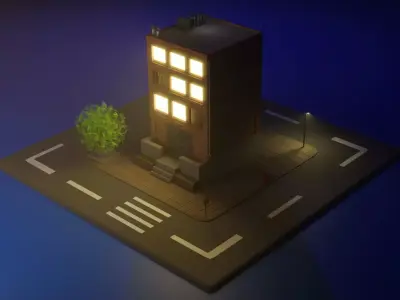 City Block Low-poly 3D model get