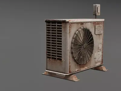 Post Apocalyptic Rusty Air Conditioner  Low-poly 3D model
