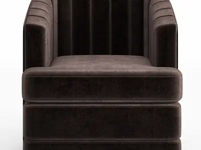Daphne Chocolate Channel Tufted Swivel Chair Low-poly 3D model