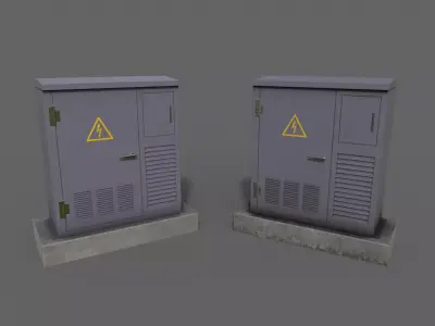 PBR Electric Box Purple Low-poly 3D model