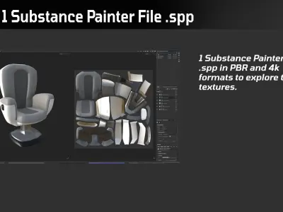 Upholstered Swivel Chair - PLUS Plan Low-poly 3D model