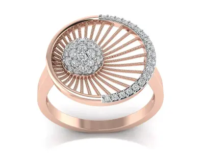 Light Weight Rose Gold Diamond Ring  -P S-66 C R 3D print model