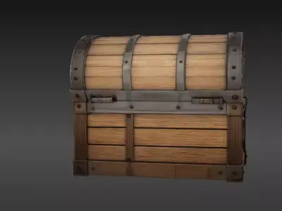 Game Ready Treasure Chest 3D Model Prop with Open Close Low-poly 3D model