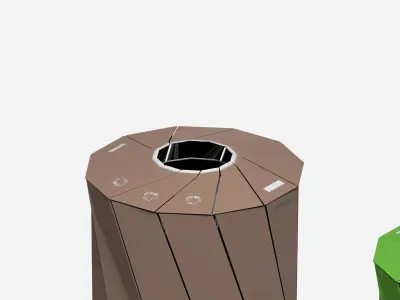 Modern metal open supermarket recycling bin Low-poly 3D model