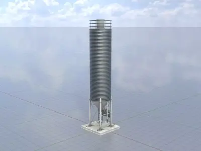 Industrial cement silo version 2 Low-poly 3D model
