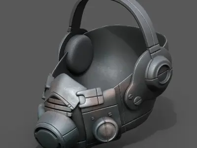 Gas mask helmet respirator plastic scifi military  Low-poly 3D model