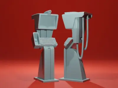 Radio Monitor Servers Tech Sci-Fi scatter terrain greebles 3D print model