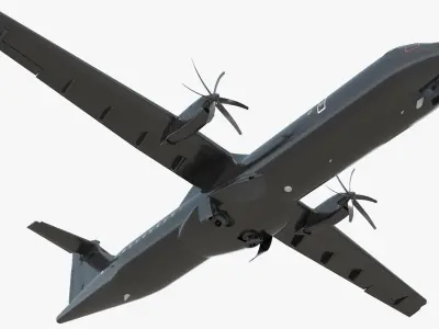  Maritime Patrol Aircraft with Twin Turboprops Black Rigged for Maya 