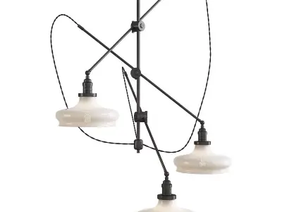 Cascading Industrial Articulated Chandelier Low-poly 3D model