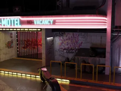 Cyberpunk Street Scene - High Detail 3D model 3D model