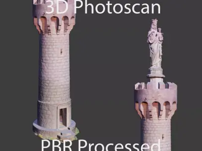 PBR Tower Old Monument Statue Photoscan Low-poly 3D model