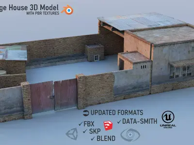 Old Village House 3D Model Low-poly 3D model