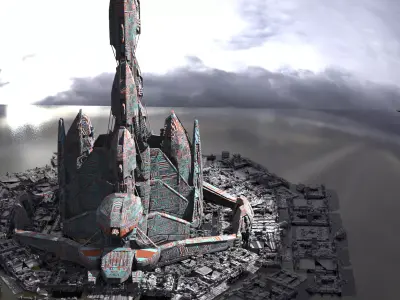 Sci fi planet ship  base 3 3D model