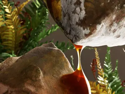 Resin Flow Scene Liquid Simulation on Rocks Cinema 4D Redshift 3D model