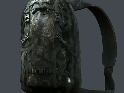 Backpack military combat Black baggage Low-poly 3D model