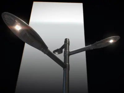 Sci-Fi Street Light 14 version 5 3m with pole 3 Low-poly 3D model