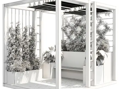 Landscape Furniture with Pergola and Roof-garden 19 Low-poly 3D model