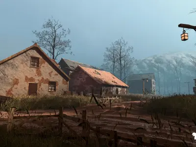 Abandoned Village Environment Low-poly 3D model