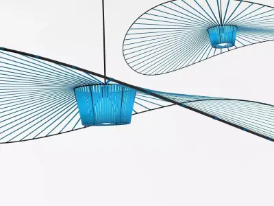 Vertigo hanging lamp made of metal and wood 3D model