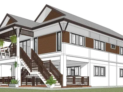 P187-Sketchup 1008 house architecture 3D model