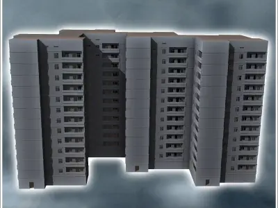Modular set of modern multi-storey concrete buildings 5 - Modern 3D print model