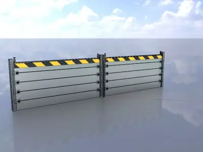 1-metre by 4-metre aluminium wall for flood protection Low-poly 3D model