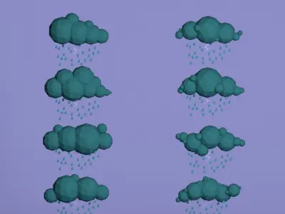 48 Low Poly Clouds Bundle Low-poly 3D model