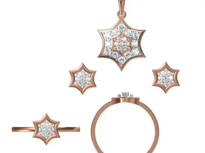 Light wt Ring Earrings Pendant set stl jcd 1-render details  3D print model