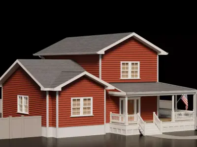 American Cottage House 11 Low-poly 3D model