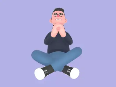 Stylized 3D Male Programmer Character - Hopeful Prayer Pose 3D model