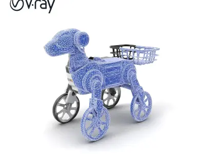 Delivery Robot Dog Model Pack with Modular Baskets Low-poly 3D model