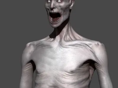 SCP-096 creature with long arms and legs Low-poly 3D model