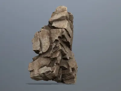 Stone rock Low-poly 3D model 2