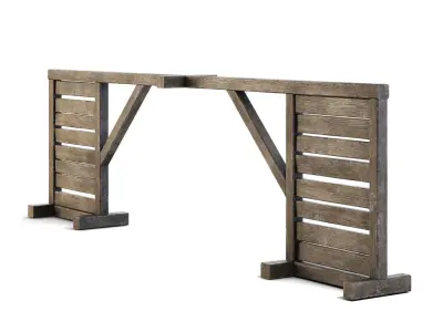 Wooden Wall Fence 3D model