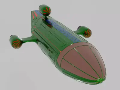 Starship rocket ship flying in sky Low-poly 3D model