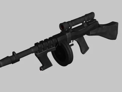 Sci-Fi Thompson Submachine - Gun Weaponry - Black Camo Low-poly 3D model