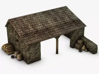 Farm stable with props 3D model