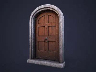 Old front small door Low-poly 3D model