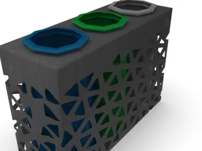 Modern metal colorful supermarket recycling bin Low-poly 3D model