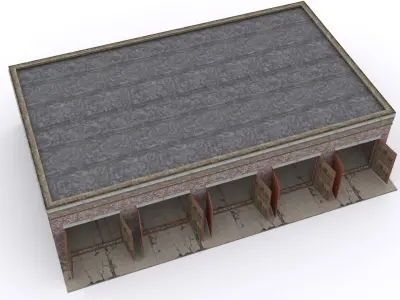 Garage brick building Low-poly 3D model