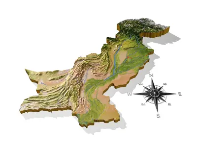 Pakistan High resolution 3D relief maps 3D model