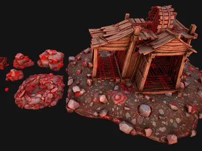 Medieval Iron Metal Ore Mine Low-poly 3D model